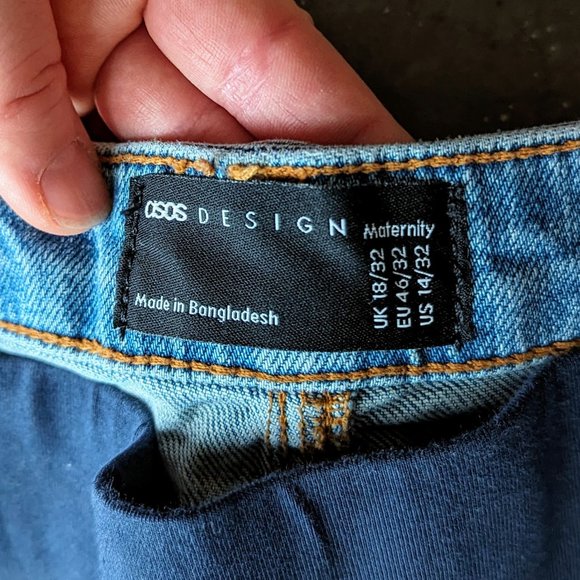 ASOS Maternity Medium Blue Waistband Support Slim Mom Jeans size 14 - Picture 6 of 9